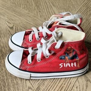 Kid Converse high-top Personalized( Siah))Red Spider Man Size 8
